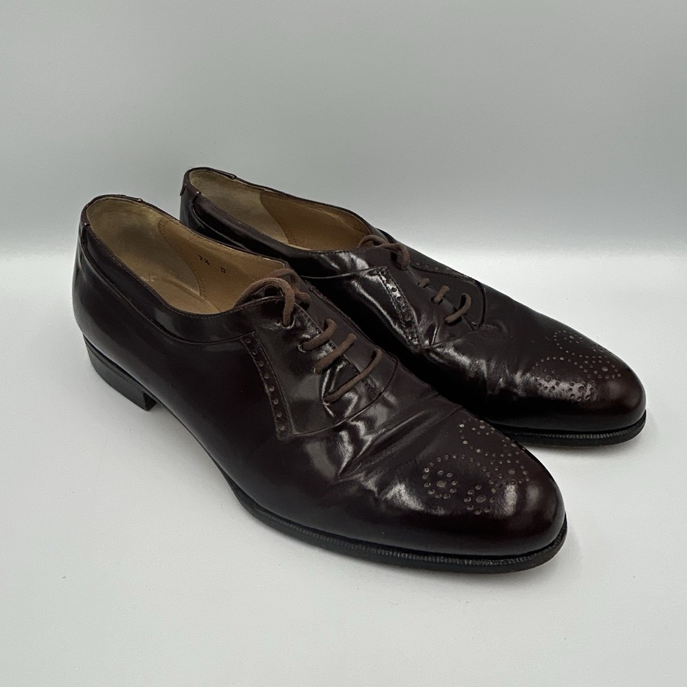 Bally Men's Shoes Wingtip Oxfords Designer Made In Italy Leather Rare Size 7.5 D